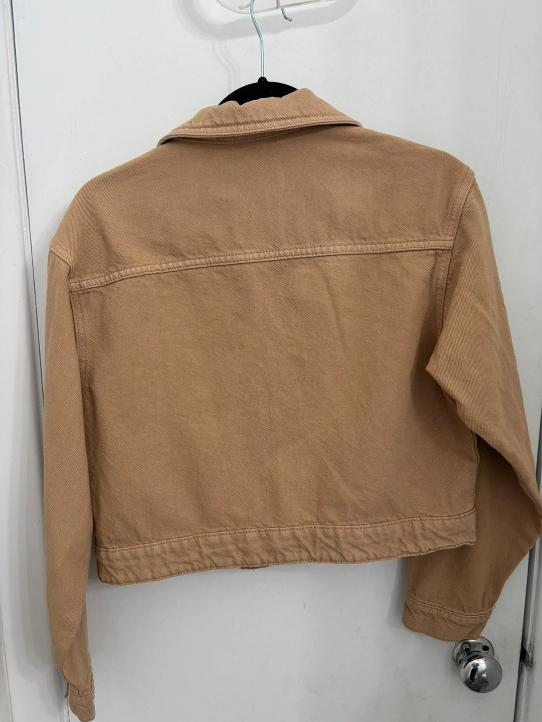 PIECES Tan Cropped Denim Jacket - photo 2