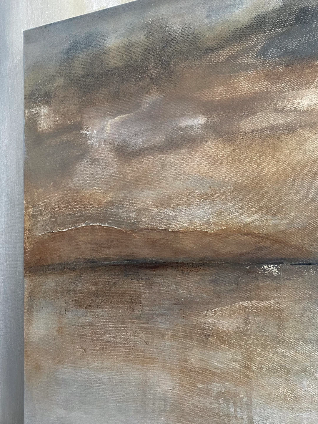 Original Neutral Coastal Horizon Canvas Art Painting - photo 3