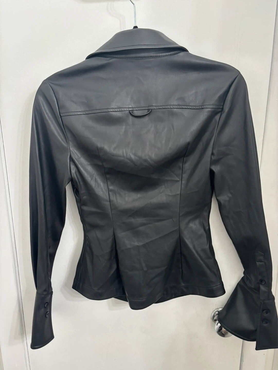JONATHAN SIMKHAI Black Faux Leather Twist Front Shirt - photo 2