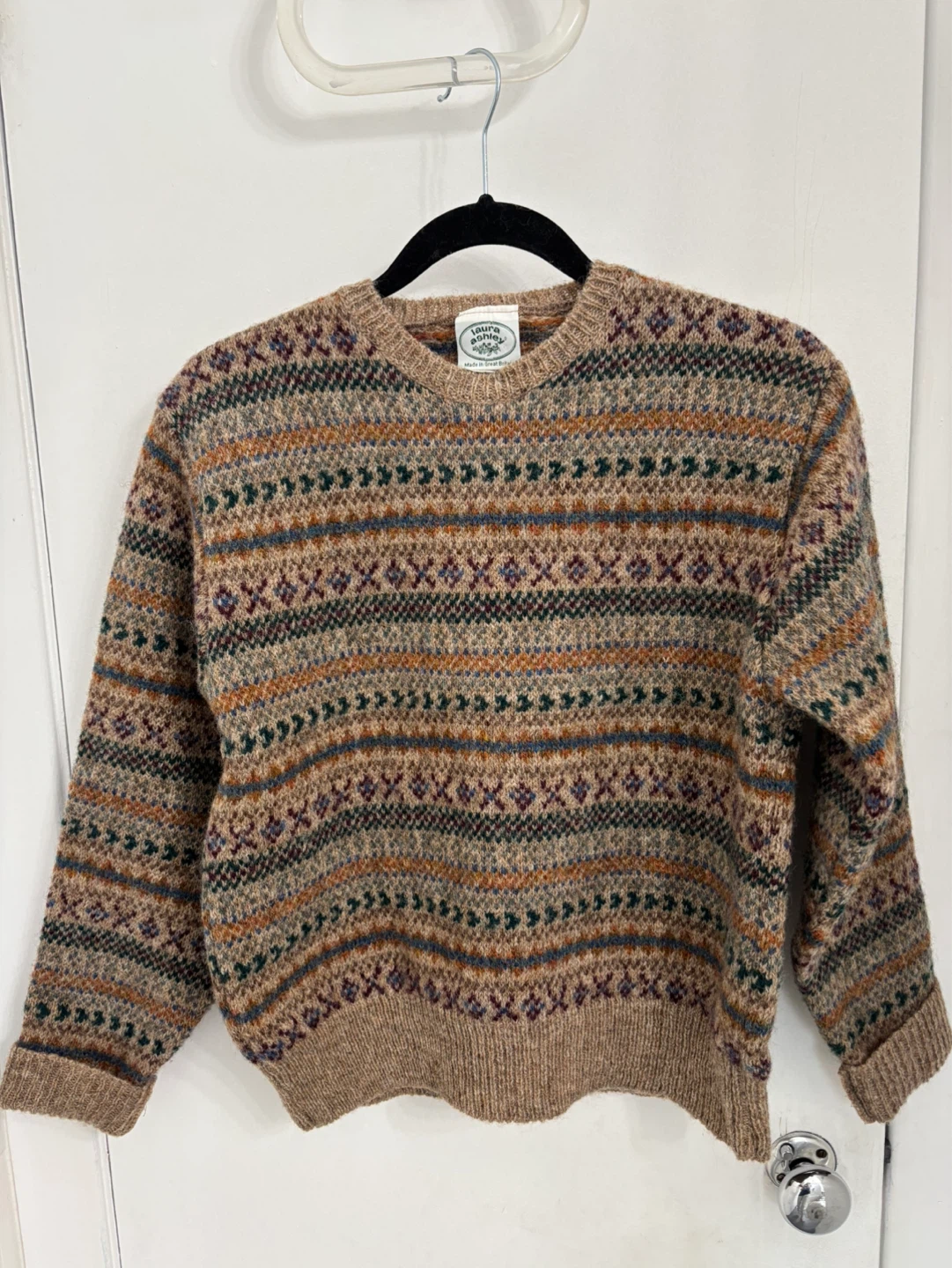 Laura Ashley 100% Wool Fair Isle Sweater Medium