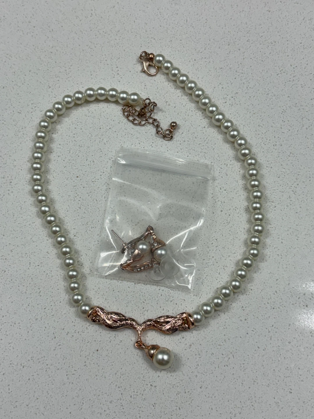 Pearl Necklace with Earrings Set⚽️ - photo 3