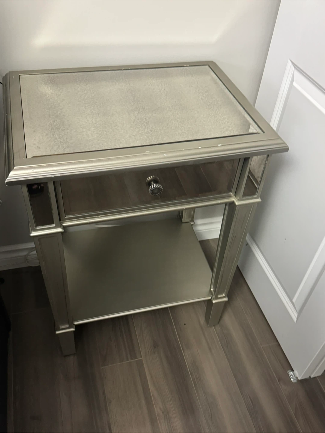 Mirrored End Table Nightstand