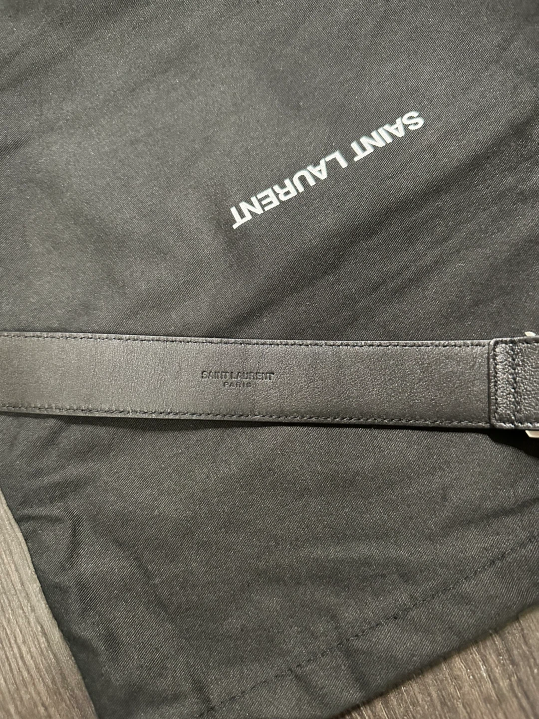 Authentic Saint Laurent Black Leather Belt with YSL Buckle - photo 5