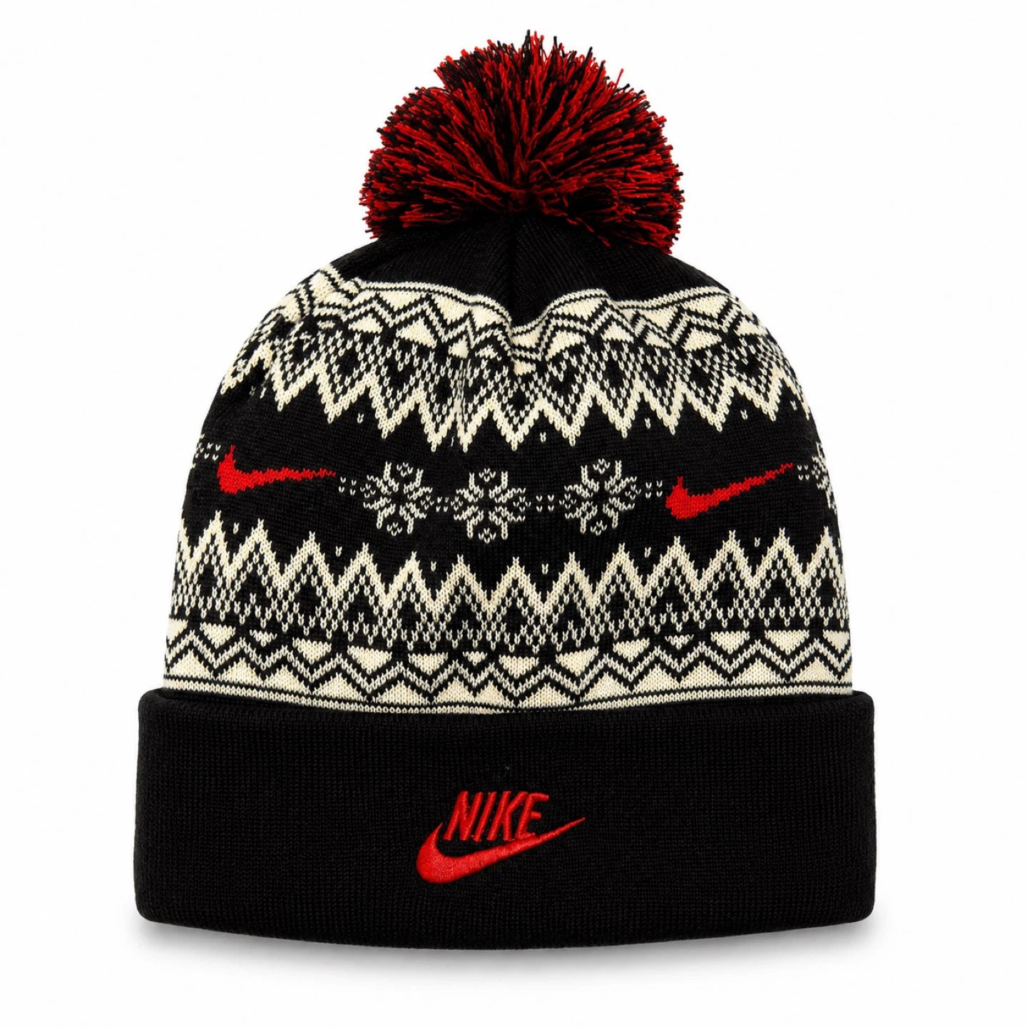 new men Nike Pom Pom Beanie Fair Isle Pattern
