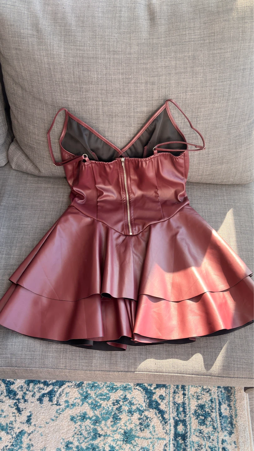 Red Leather Clubbing Dress (Size S) - photo 2