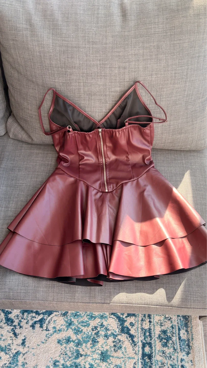 Red Leather Clubbing Dress (Size S) - photo 2