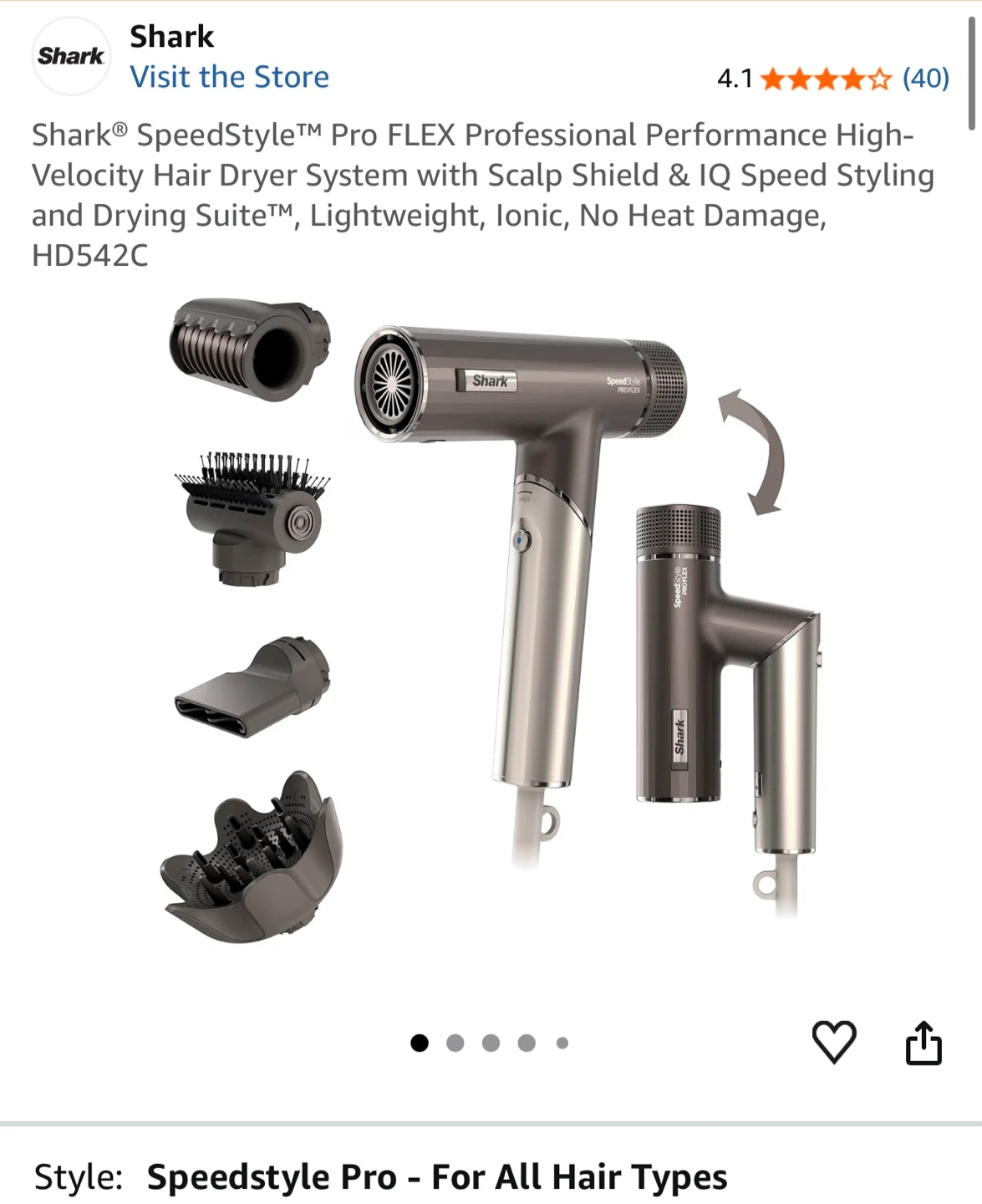 Shark SpeedStyle PRO FLEX Hair Dryer System HD542C - photo 3