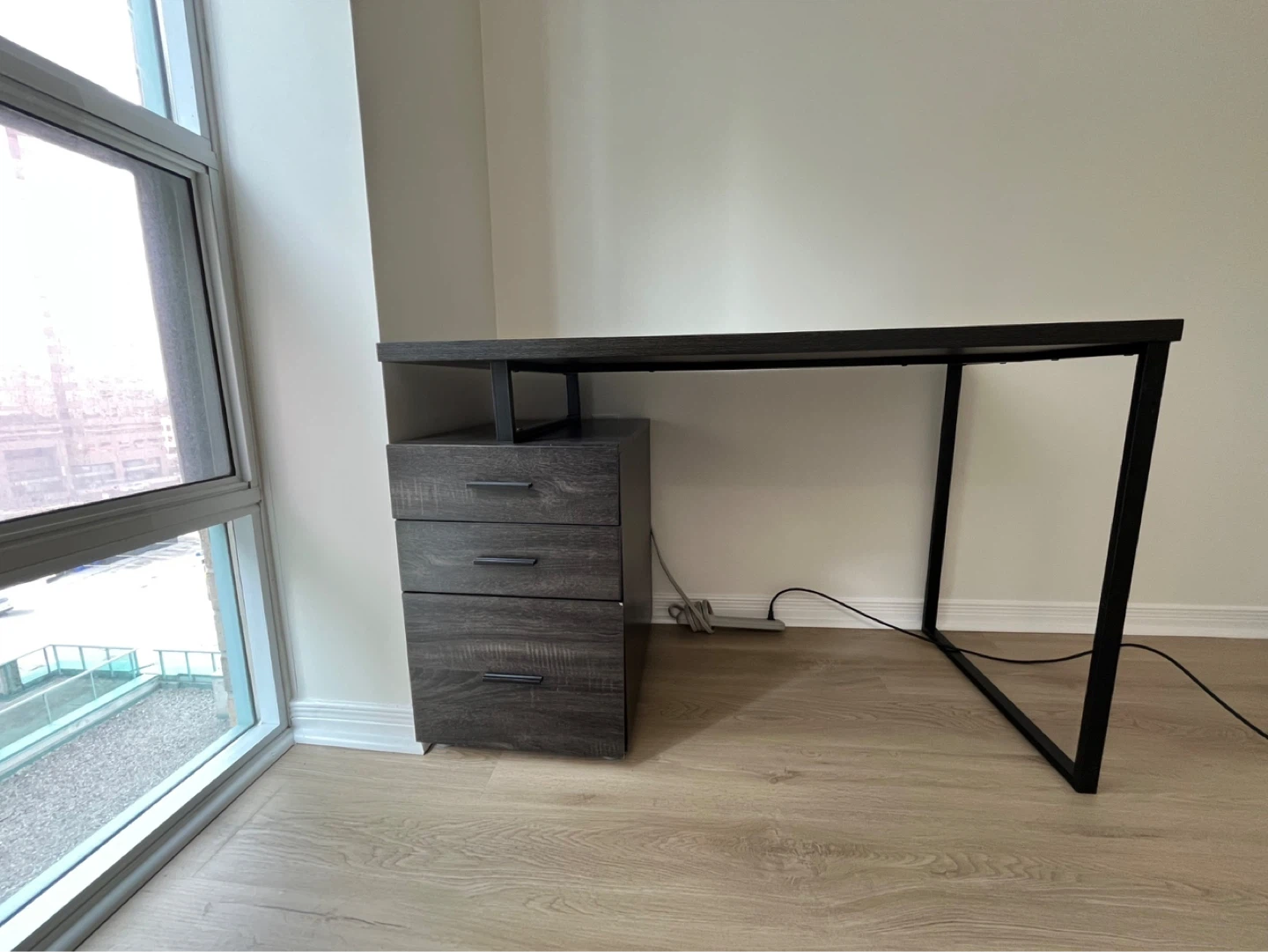Dark Wood Grain Desk with Drawers - study desk - working desk - photo 2