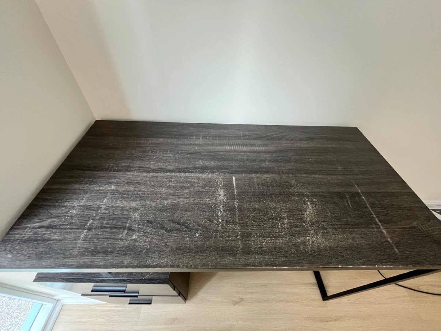 Dark Wood Grain Desk with Drawers - study desk - working desk - photo 3