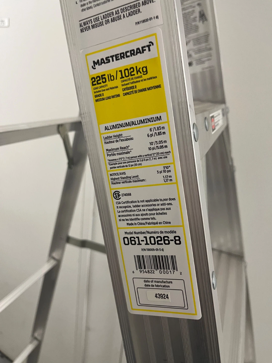 Mastercraft 6 ft Aluminum Ladder - photo 2