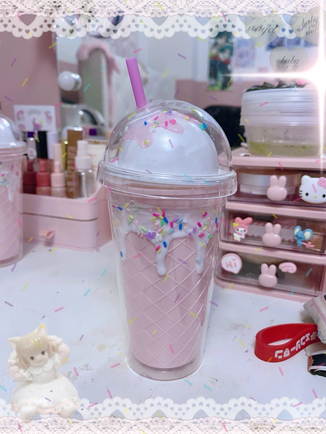 Kawaii Milkshake Tumbler with Straw