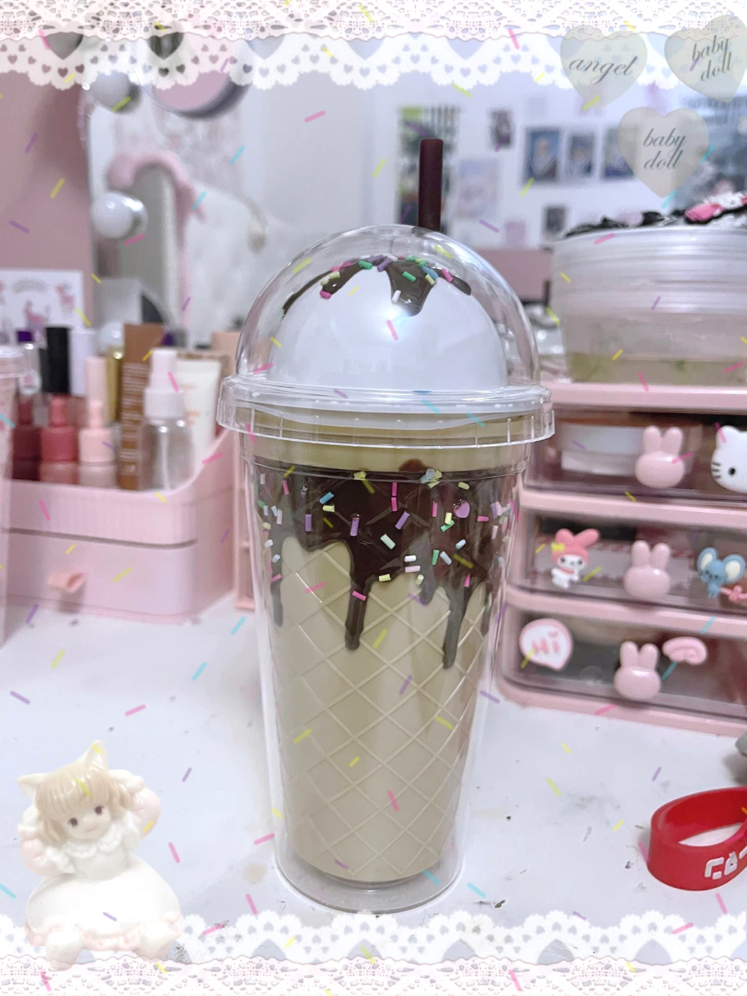 Kawaii Milkshake Tumbler with Straw