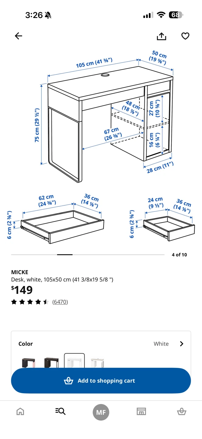 IKEA MICKE White Desk - photo 3
