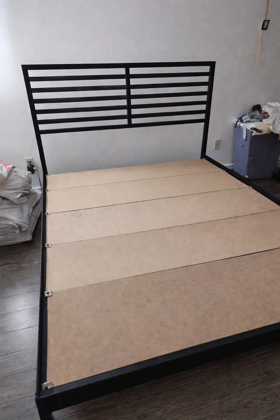 Black Metal Bed Frame with Headboard