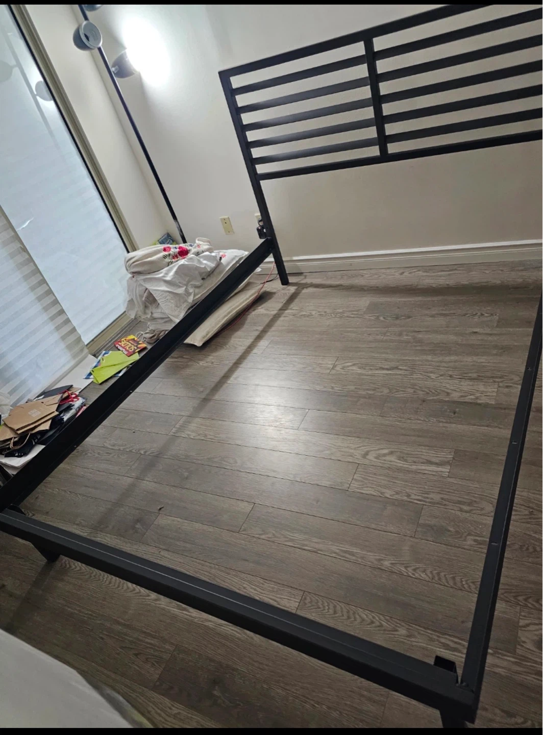 Black Metal Bed Frame with Headboard - photo 2