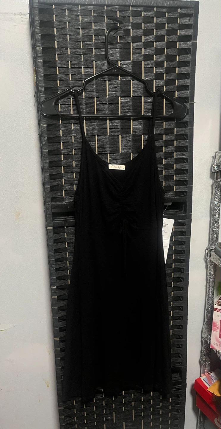 Women's Black Ruched Spaghetti Strap Dress