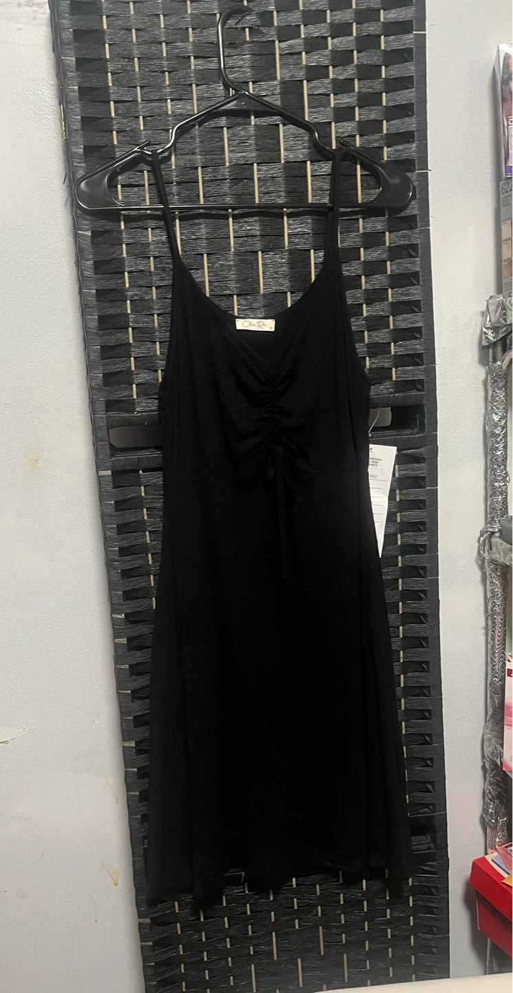 Women's Black Ruched Spaghetti Strap Dress - photo 2
