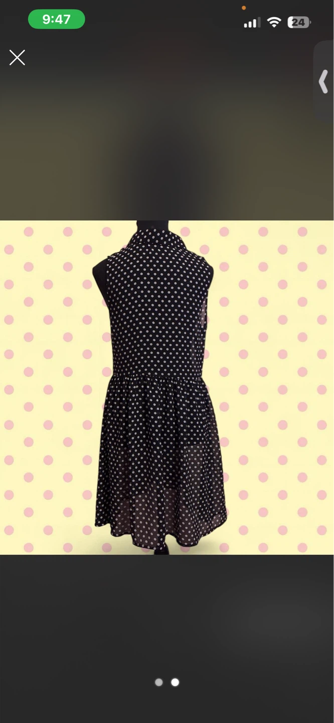Black Polka Dot Sleeveless Dress - photo 2