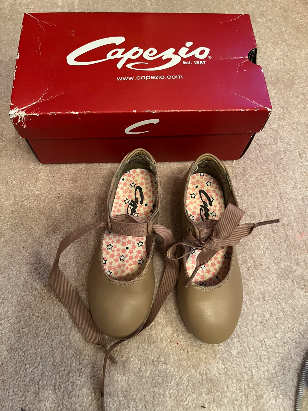 Capezio Tan Tap Shoes with Box