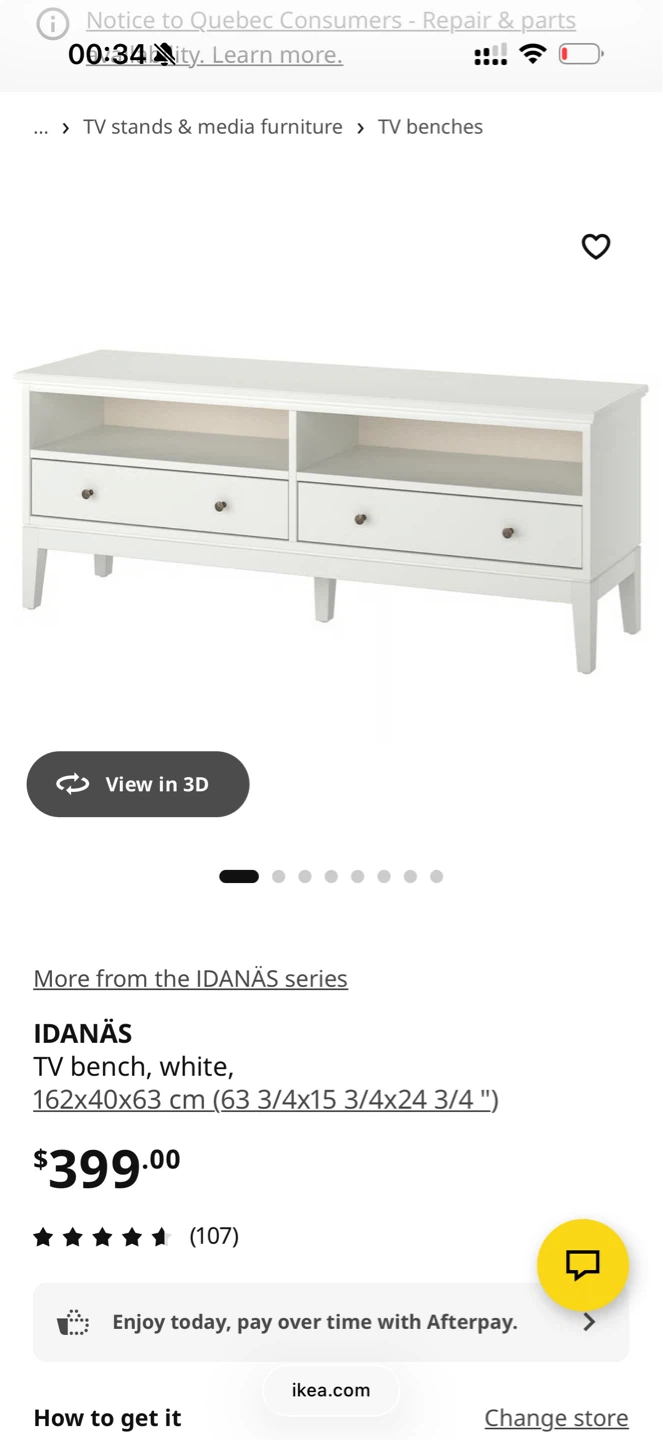 IKEA IDANÄS TV Bench - White - photo 2