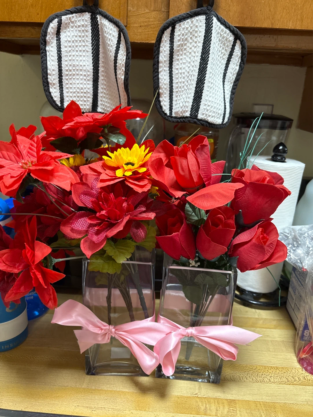 Artificial Flower Arrangement with Vases