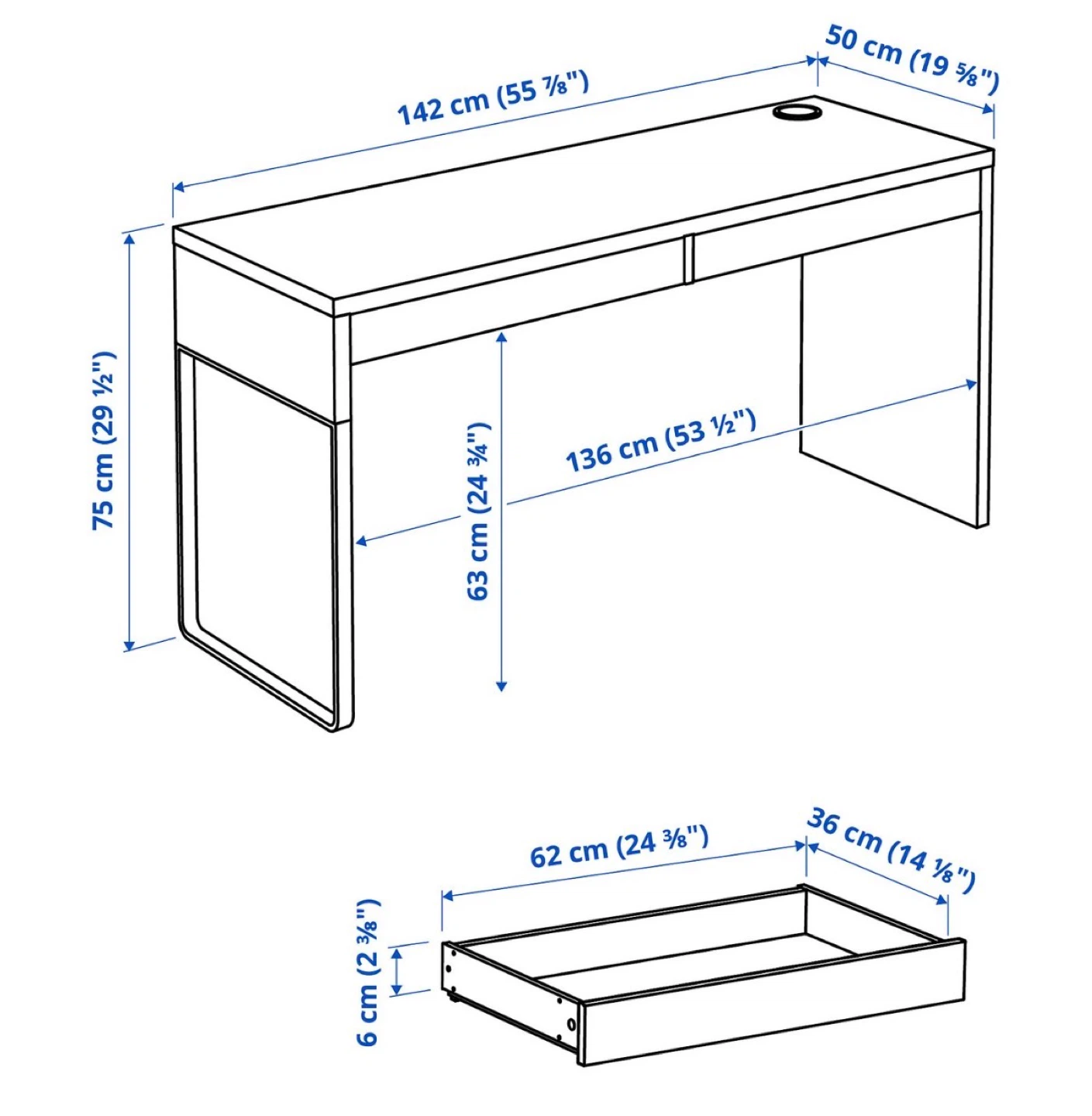 IKEA MICKE desk with 2 drawers - photo 3