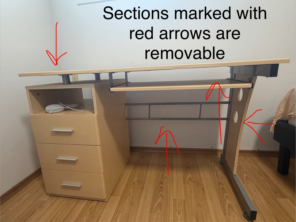 Computer Desk with Keyboard Tray and Drawers
