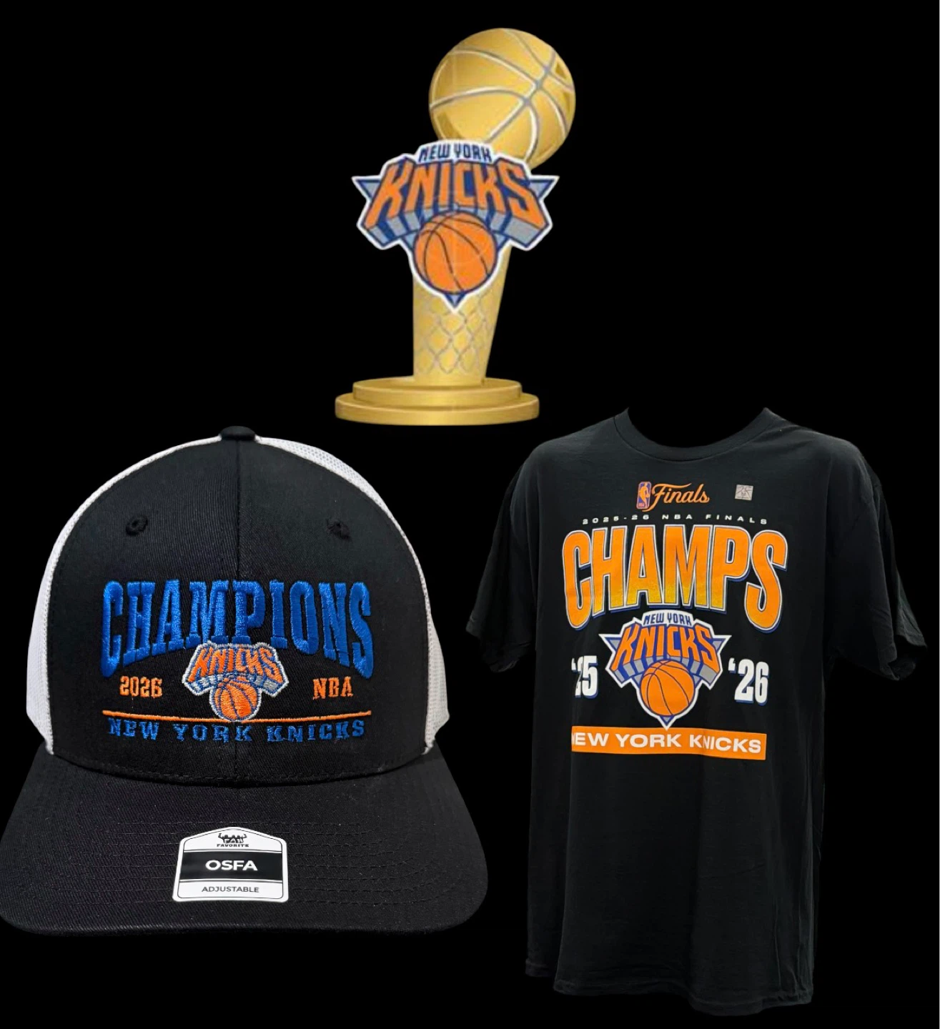 New York Knicks Champions 2026 NBA Finals Hat & Shirt