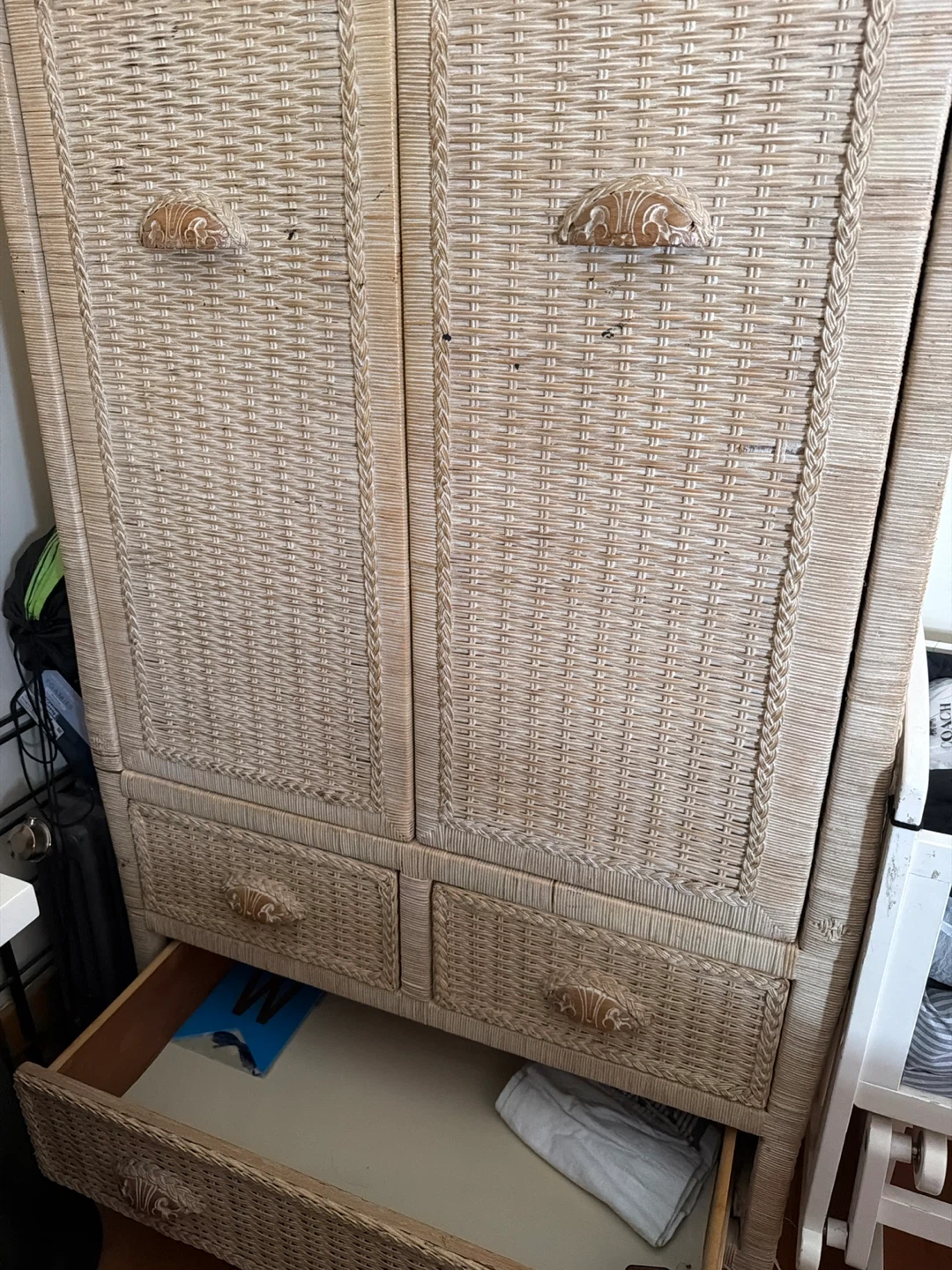 Wicker Armoire with Drawers - photo 3