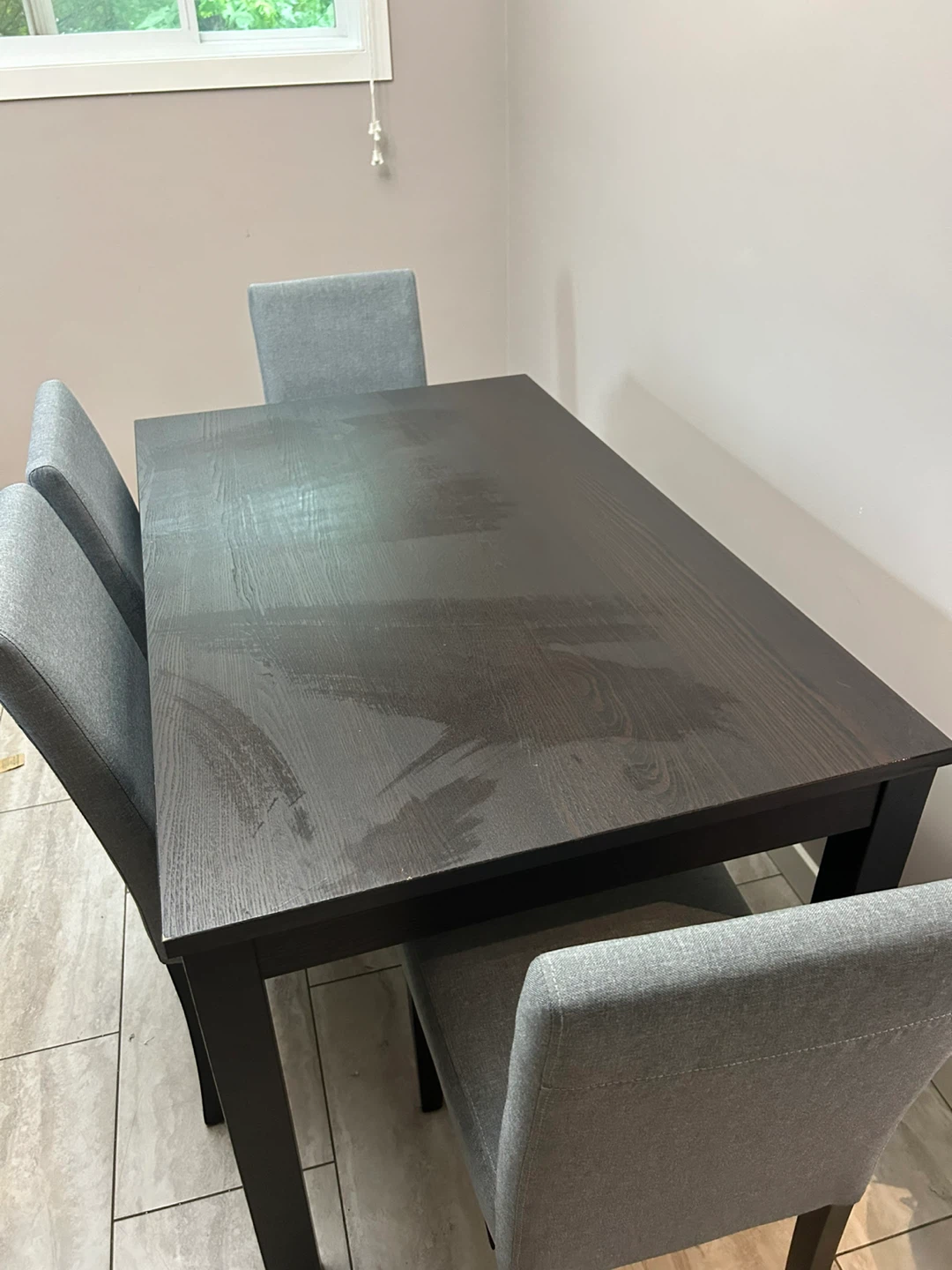 Dark Wood Dining extendable Table with 4 Chairs