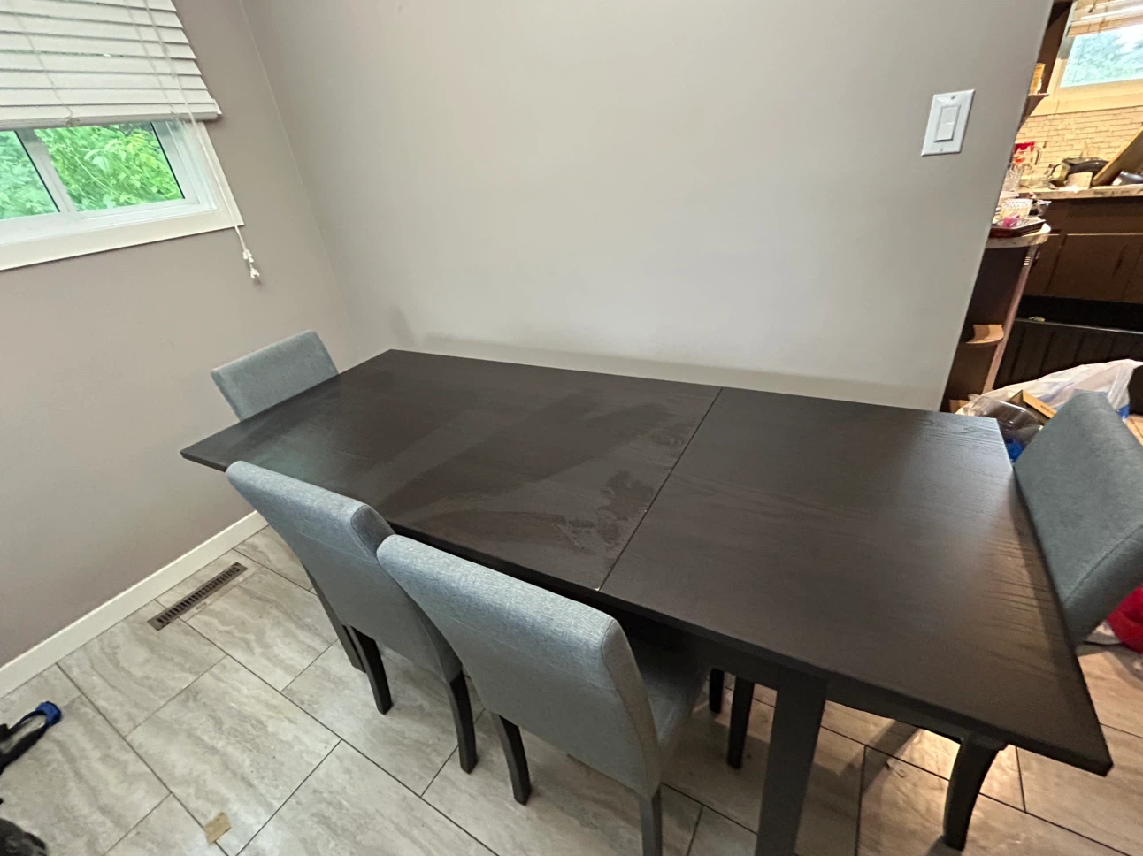 Dark Wood Dining extendable Table with 4 Chairs - photo 4