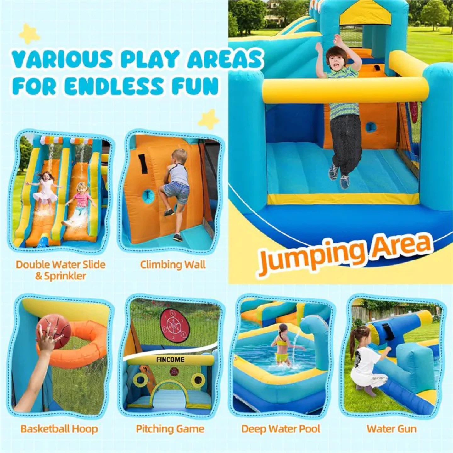 10-in-1 Inflatable Bounce House Water Slide with Blower - photo 5