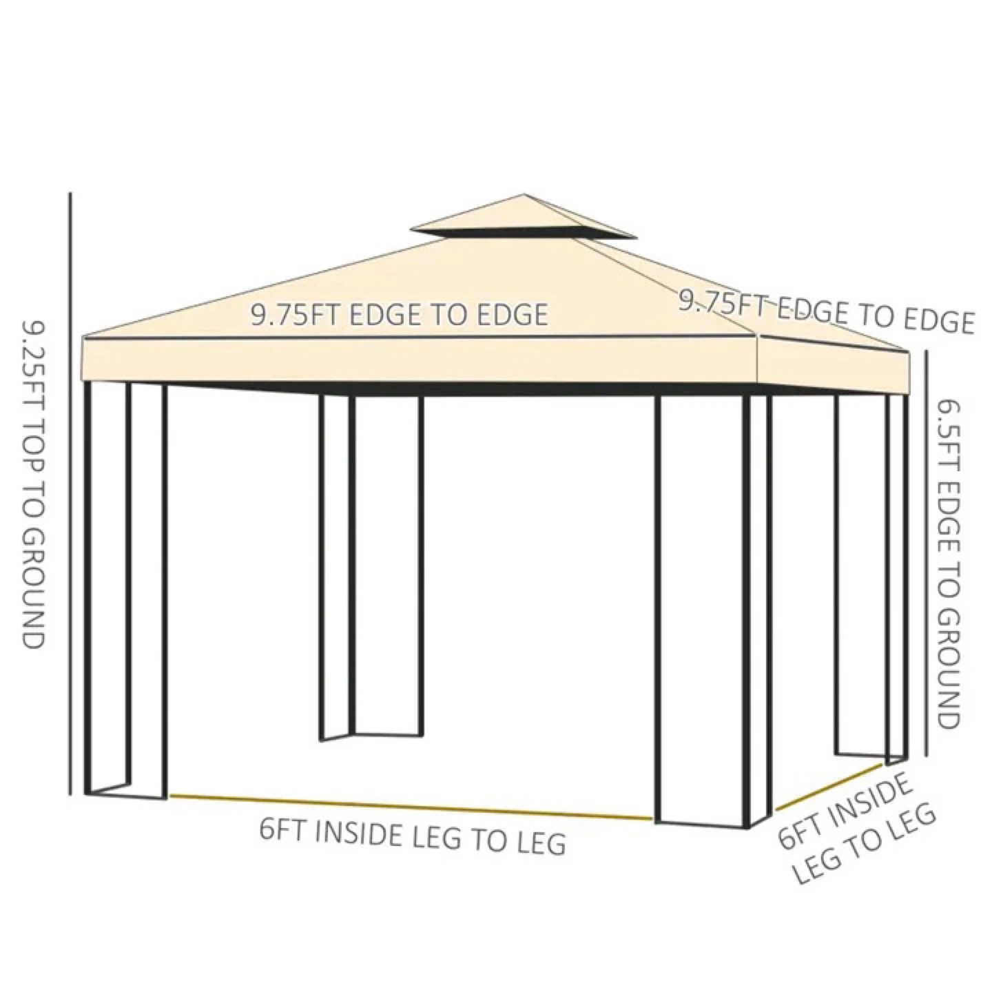 9.8ft x 9.8ft Gazebo with Netting Sidewalls