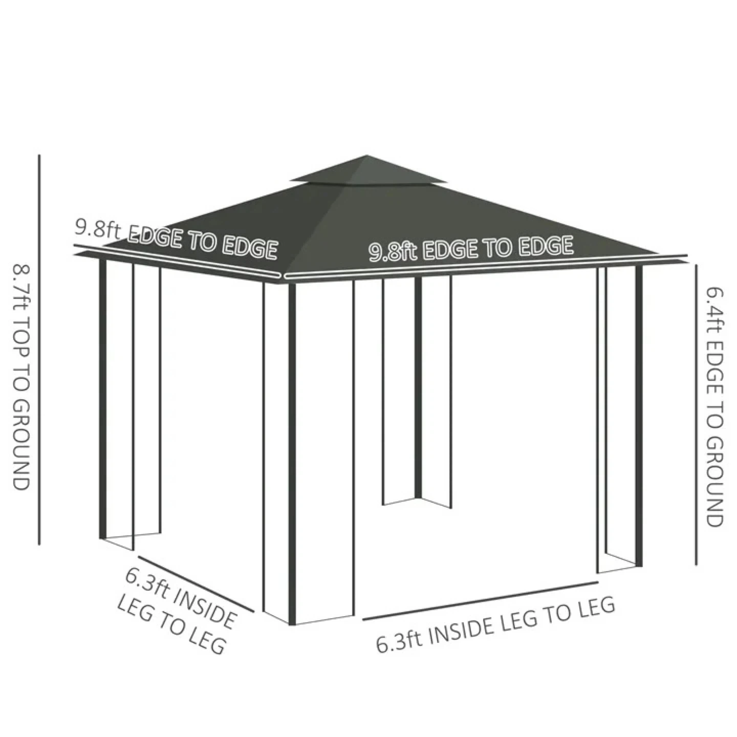 9.8ft x 9.8ft Gazebo with Netting Sidewalls - photo 3