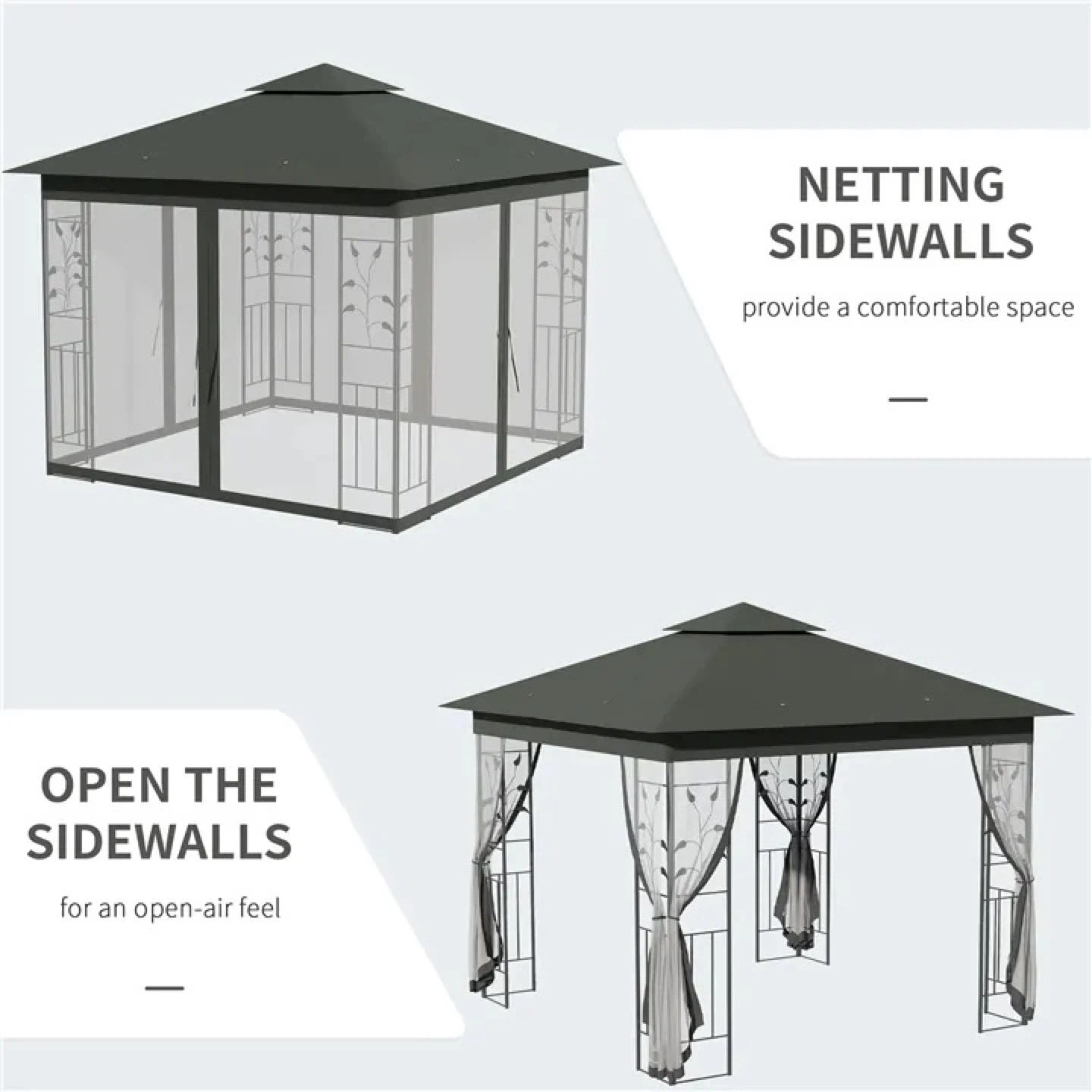 9.8ft x 9.8ft Gazebo with Netting Sidewalls - photo 4