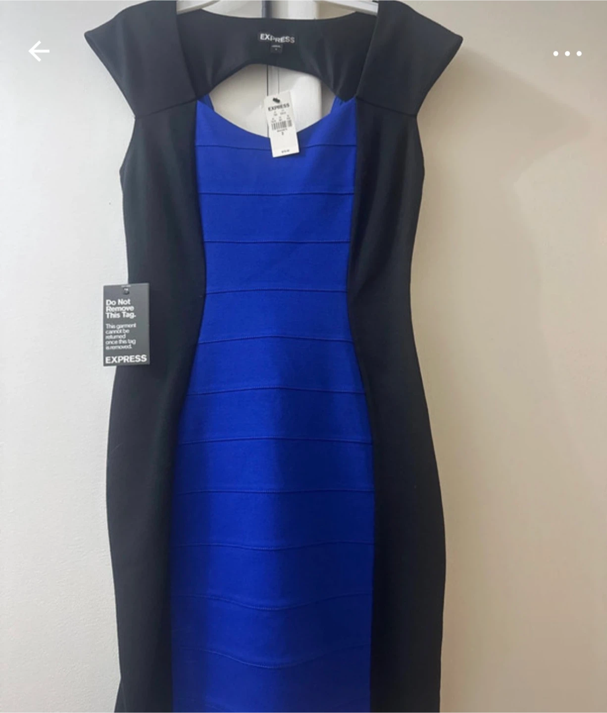 Express Women's Blue & Black Bandage Dress - Size 2