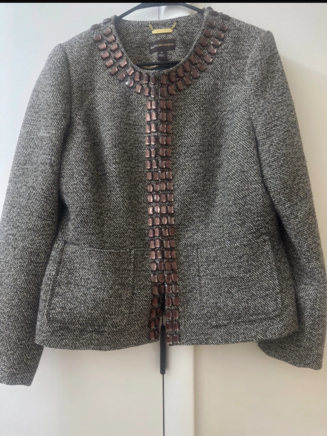 Dana Buchman Tweed Embellished Jacket Size 12