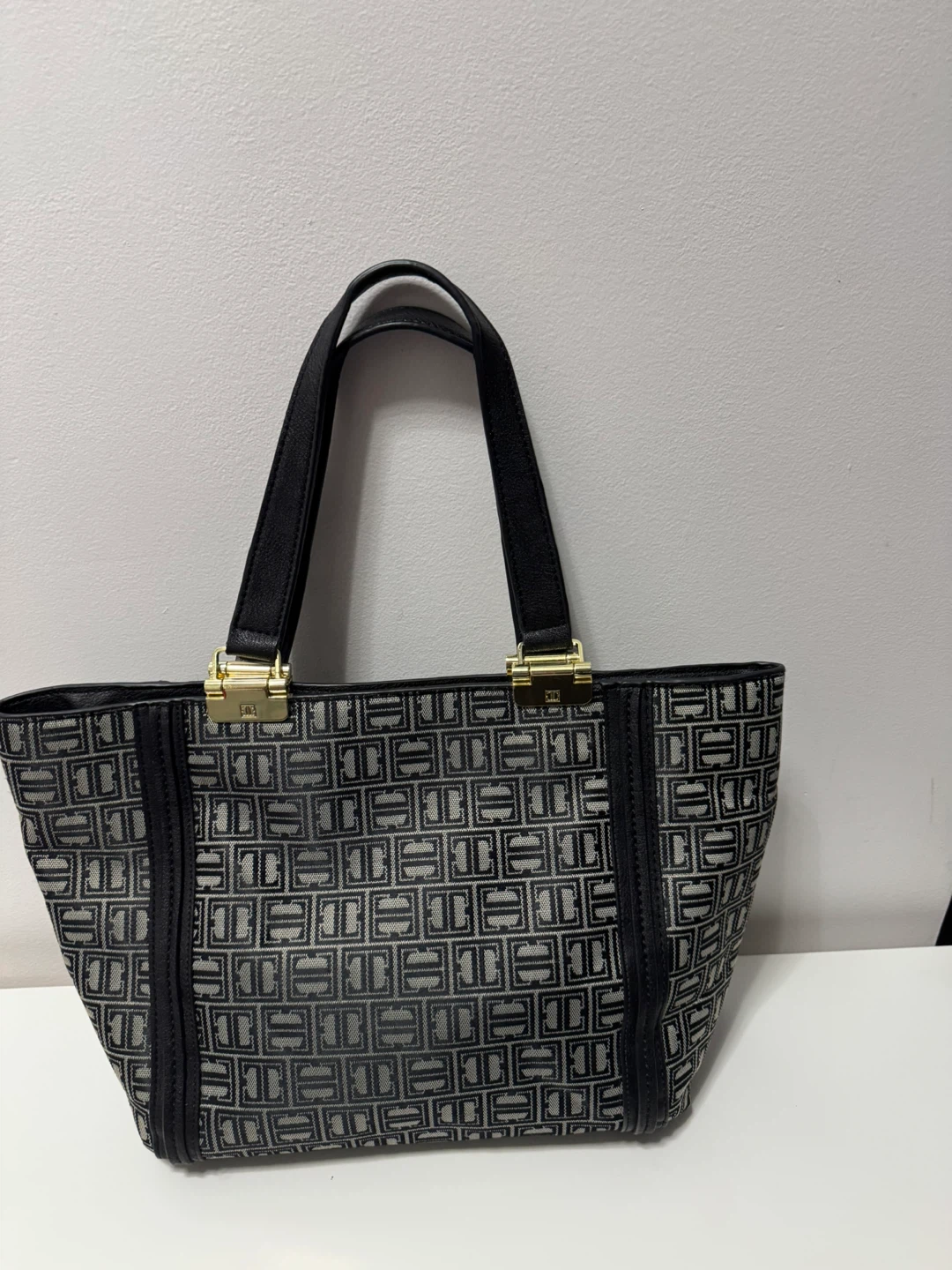 Black & Grey Monogram Tote Bag