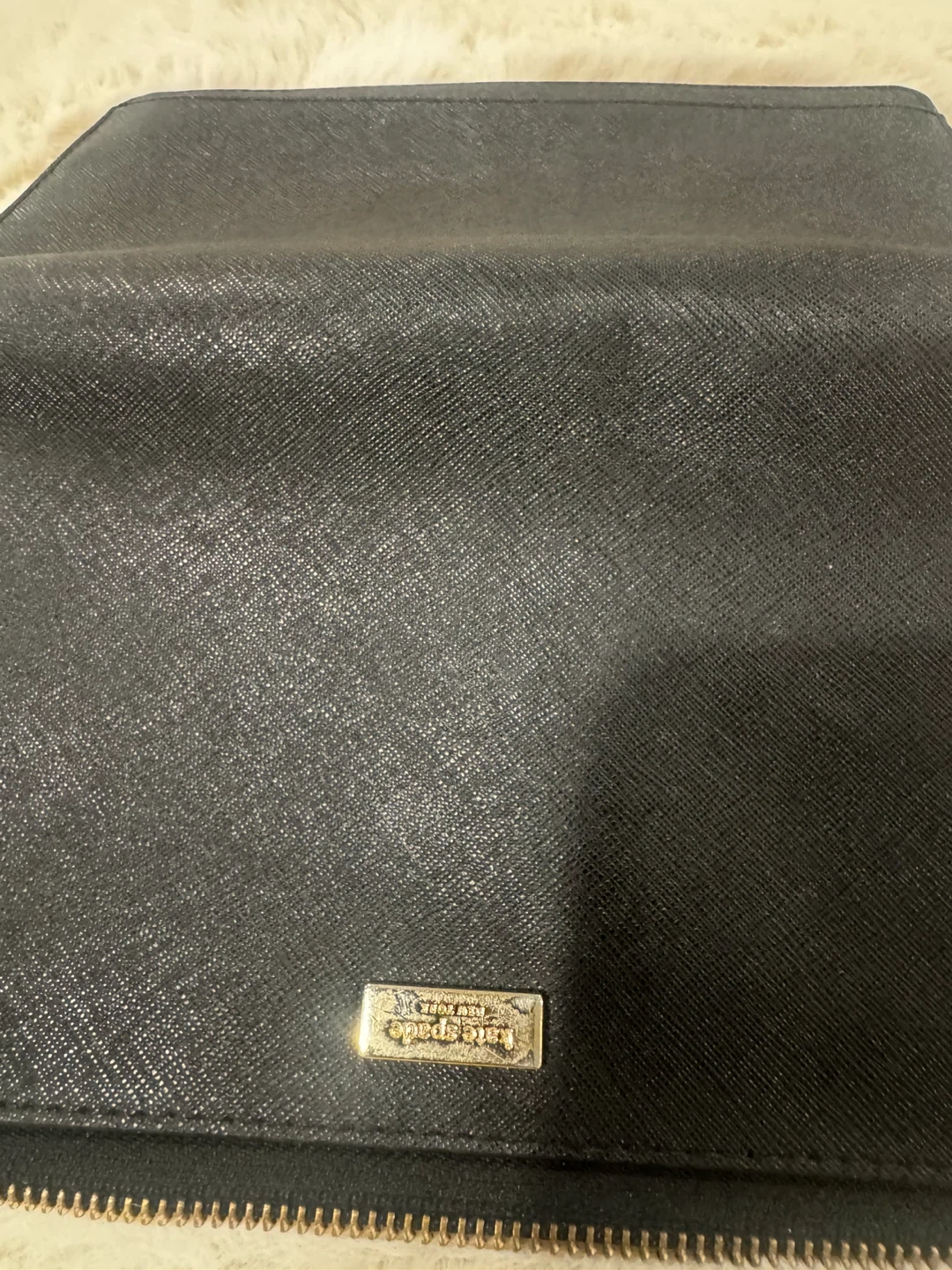 Kate Spade Black Saffiano Leather Zip Around Organizer Wallet