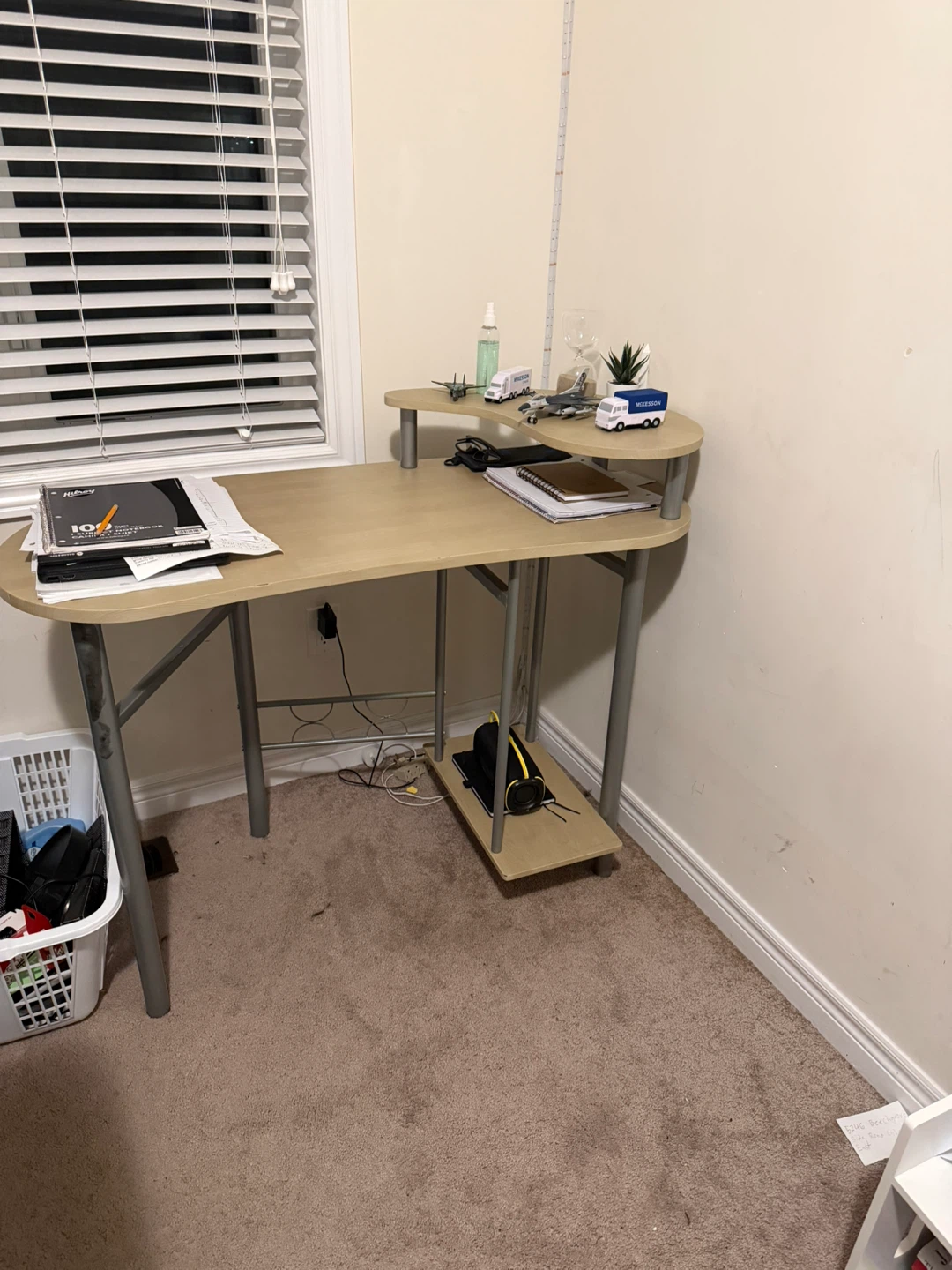 Light Wood Computer Desk with Shelves - photo 2