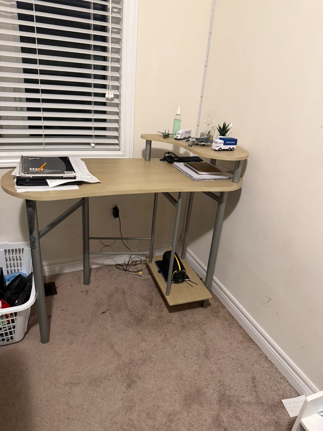 Light Wood Computer Desk with Shelves