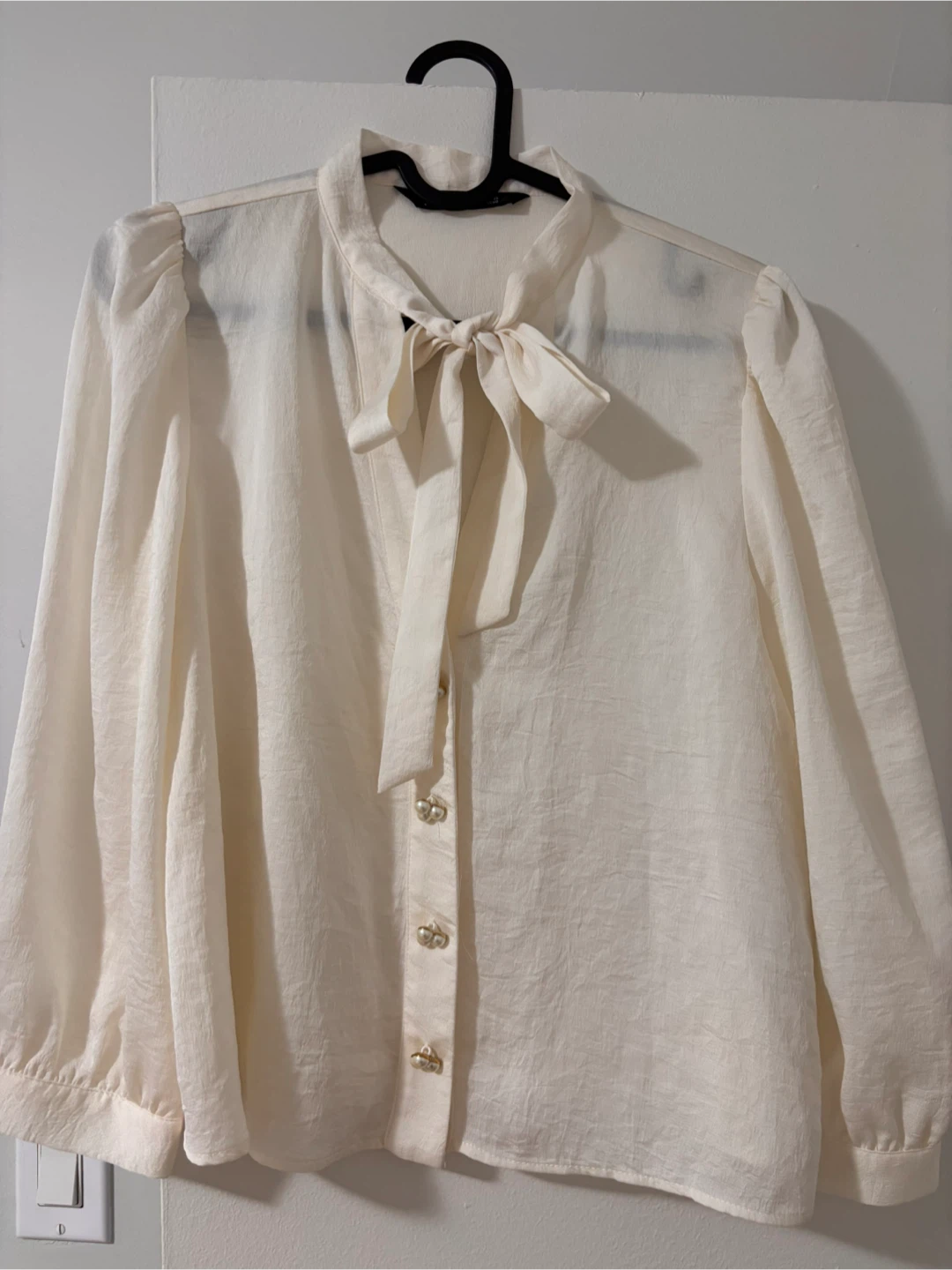 Zara Tie-Neck Pearl Button Blouse (Size S) Brand New - photo 2