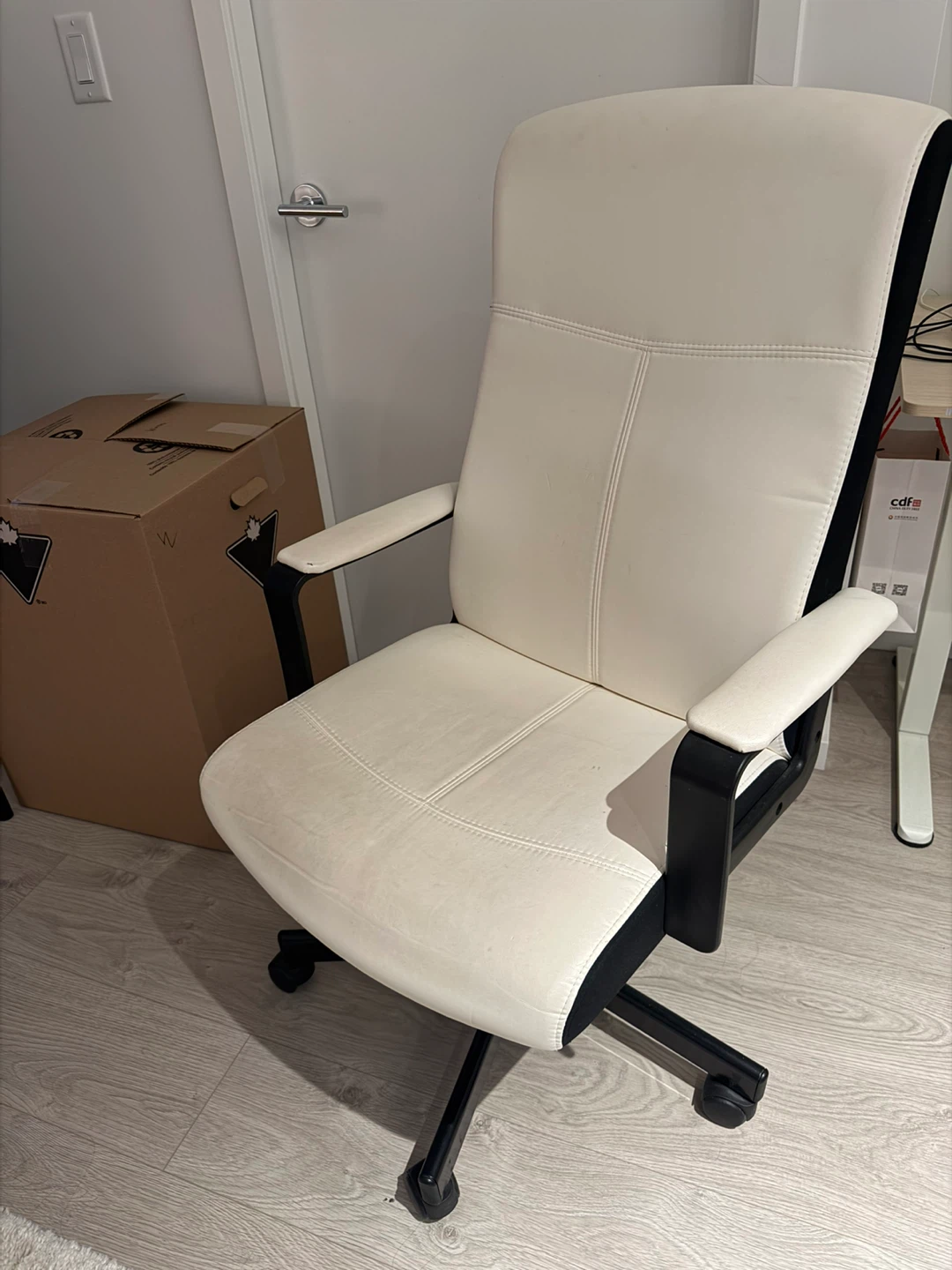 White Faux Leather Office Chair