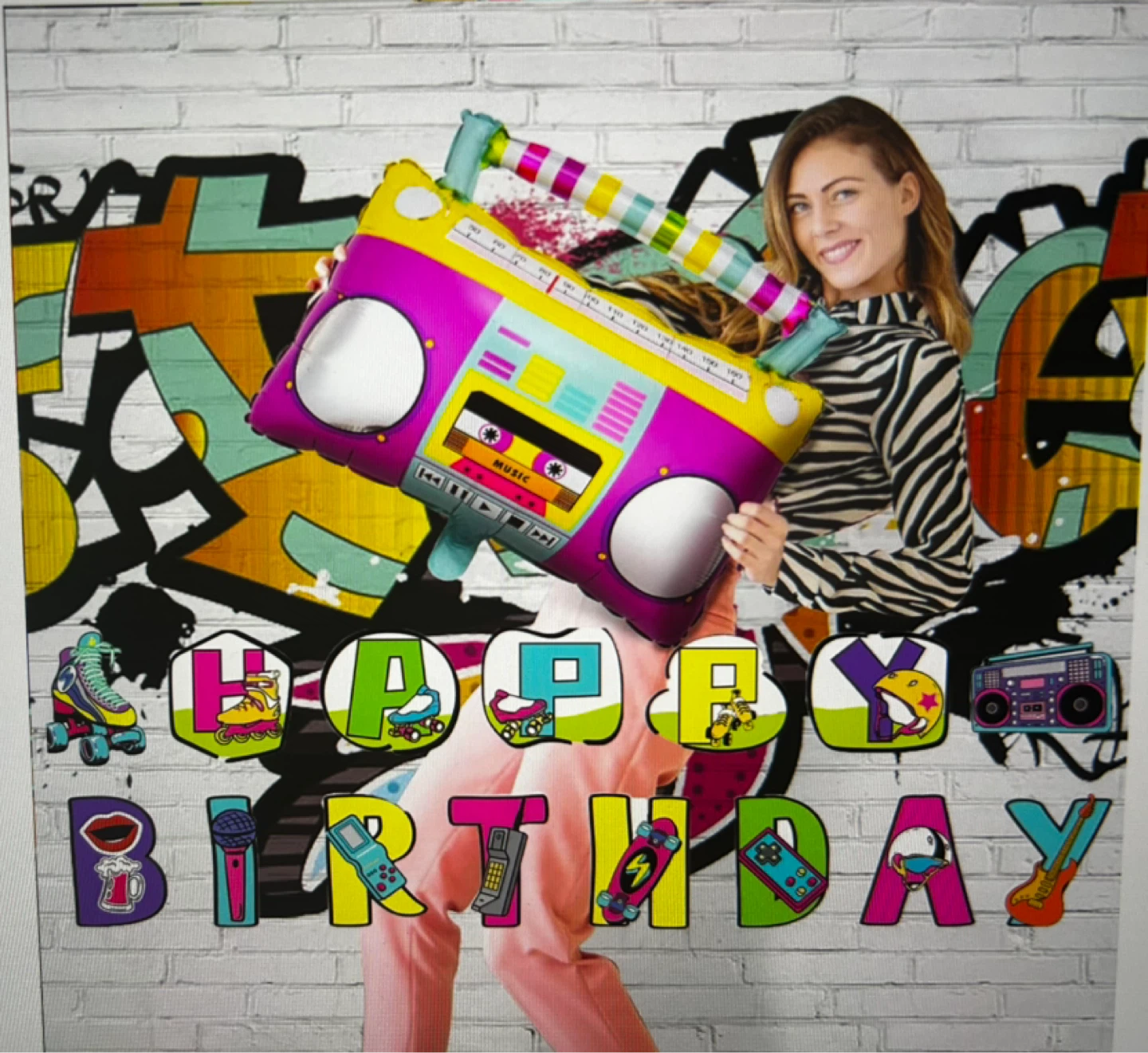 Happy Birthday Boombox & Roller Skate Balloon Set - photo 5