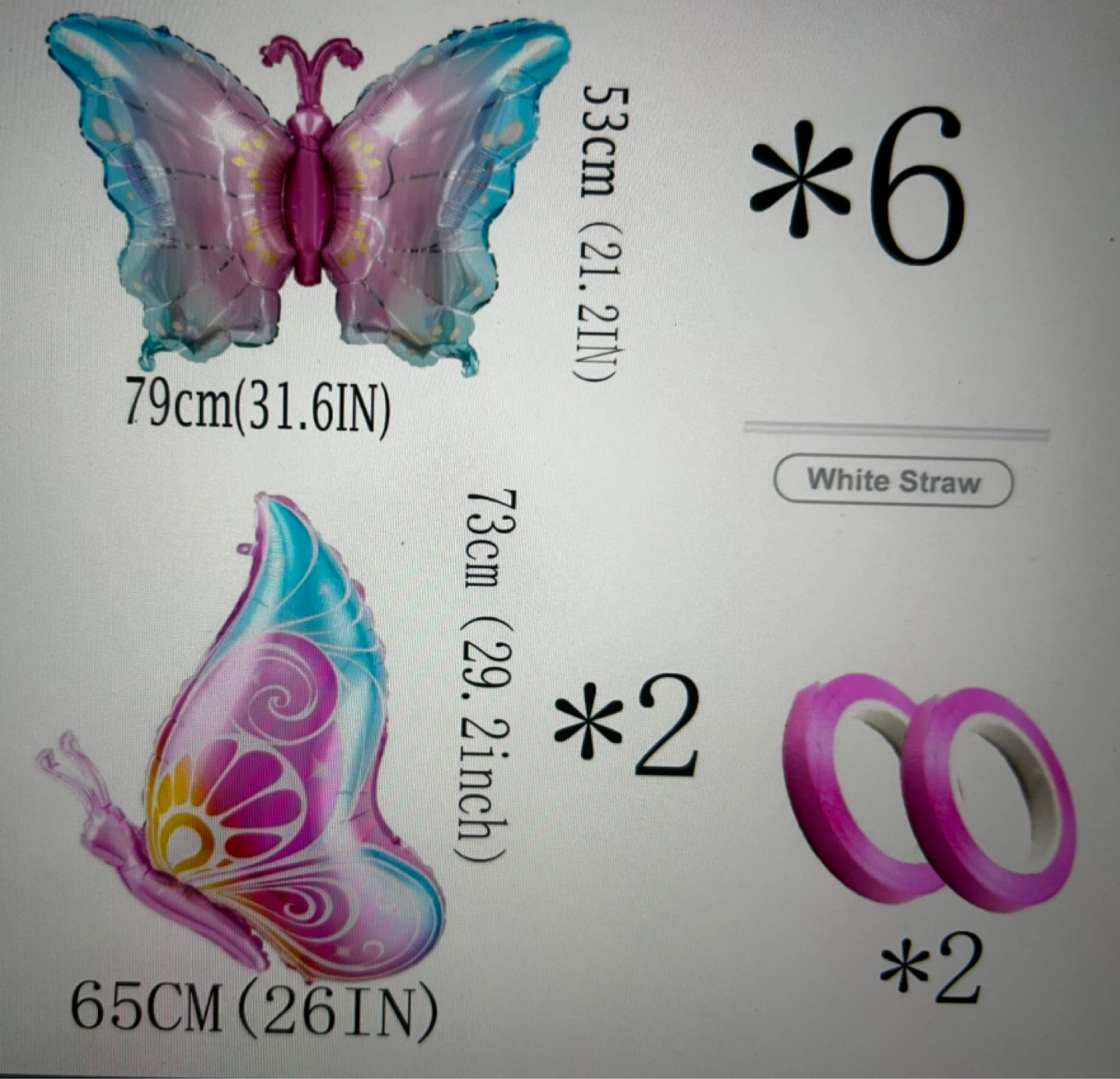 8Pcs Butterfly Foil Balloons - Party Decoration - photo 3