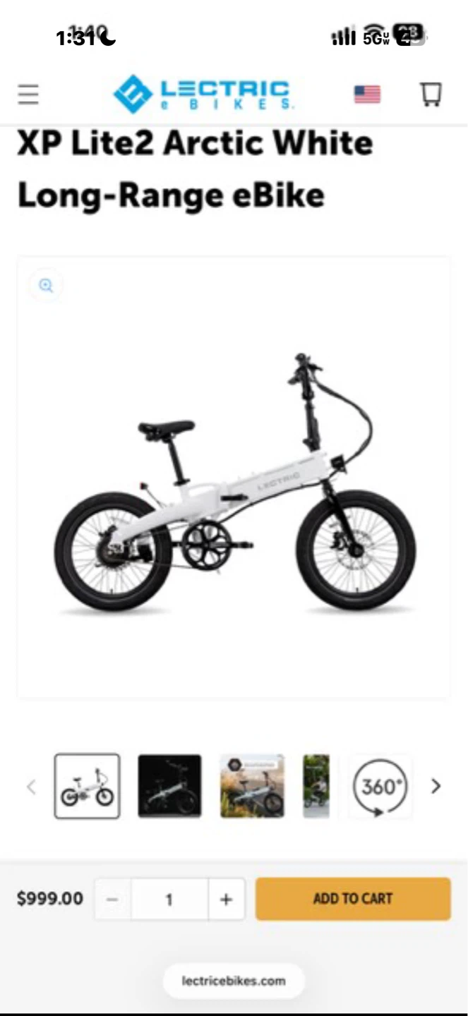 Lectric XP Lite2 Arctic White Long-Range eBike