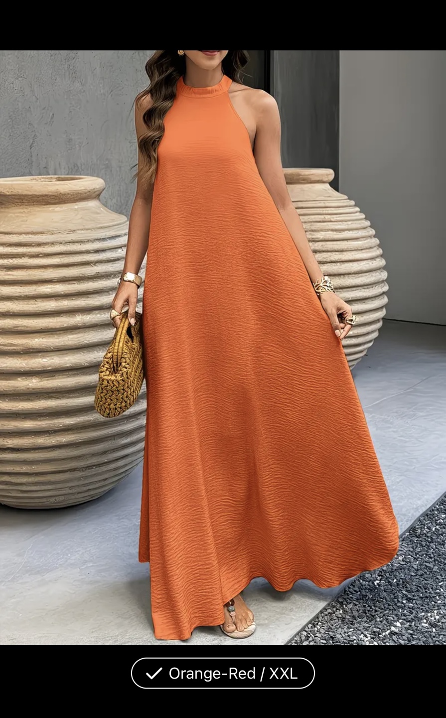 Orange-Red Maxi Dress - Size XXL