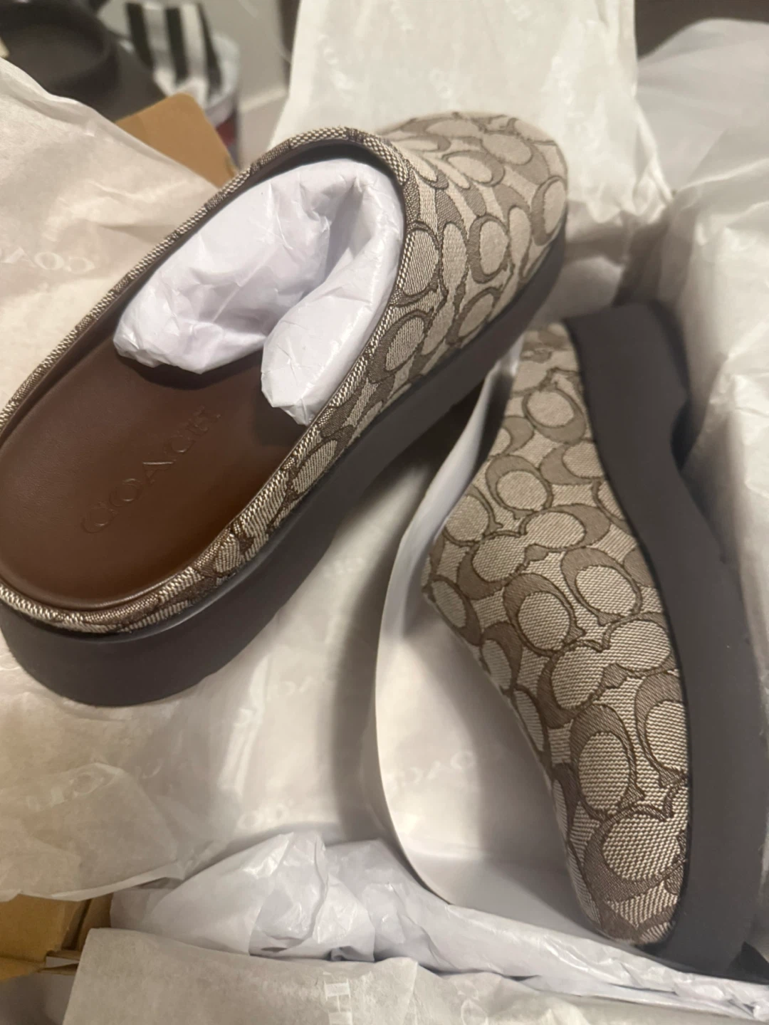 Coach C Signature Mules