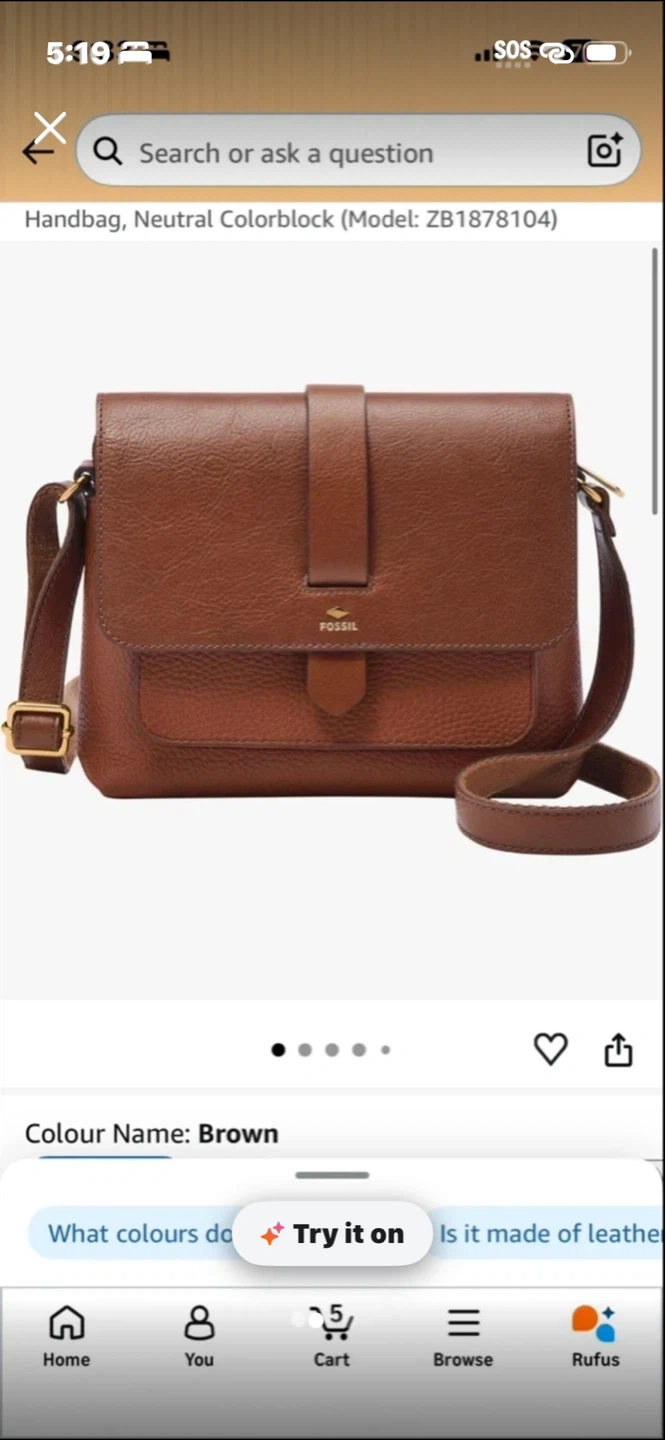 Fossil Brown Leather Crossbody Handbag