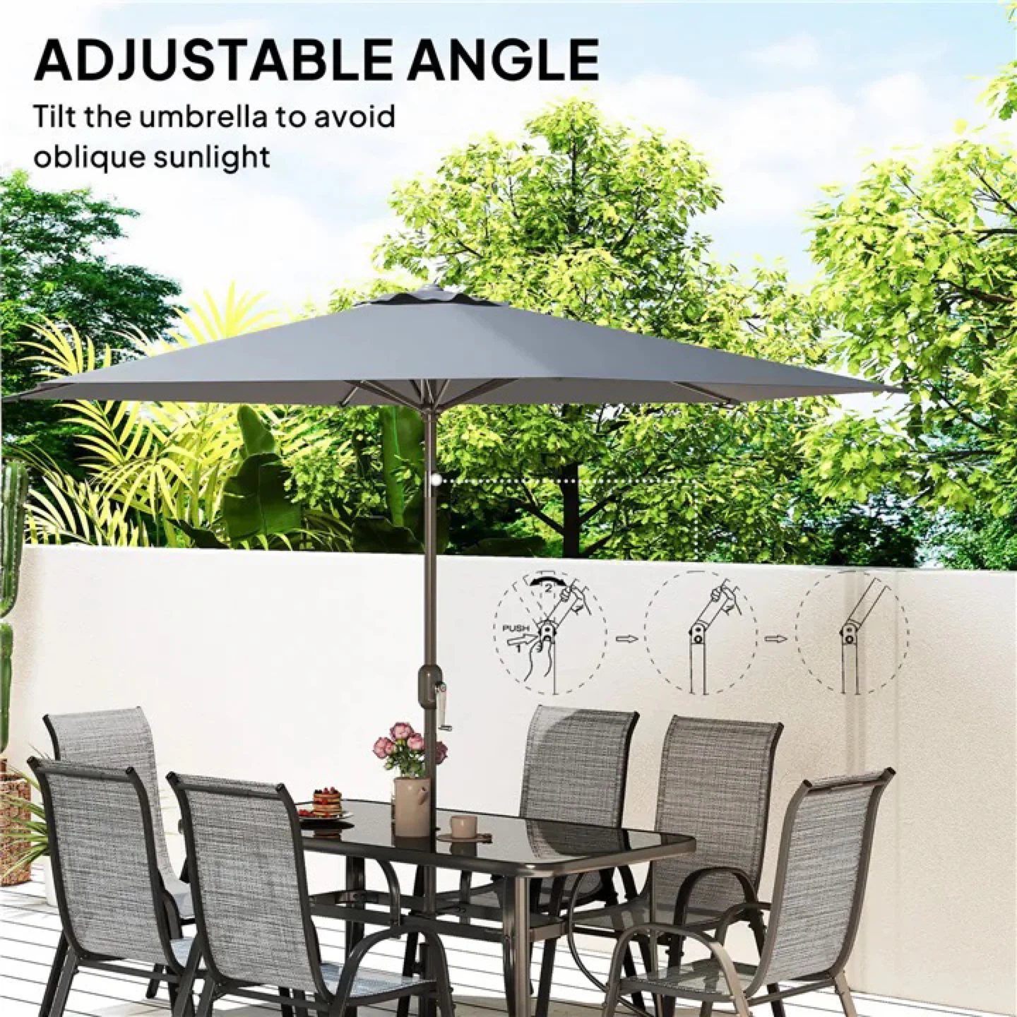 6-Piece Outdoor Dining Set with Umbrella - photo 3